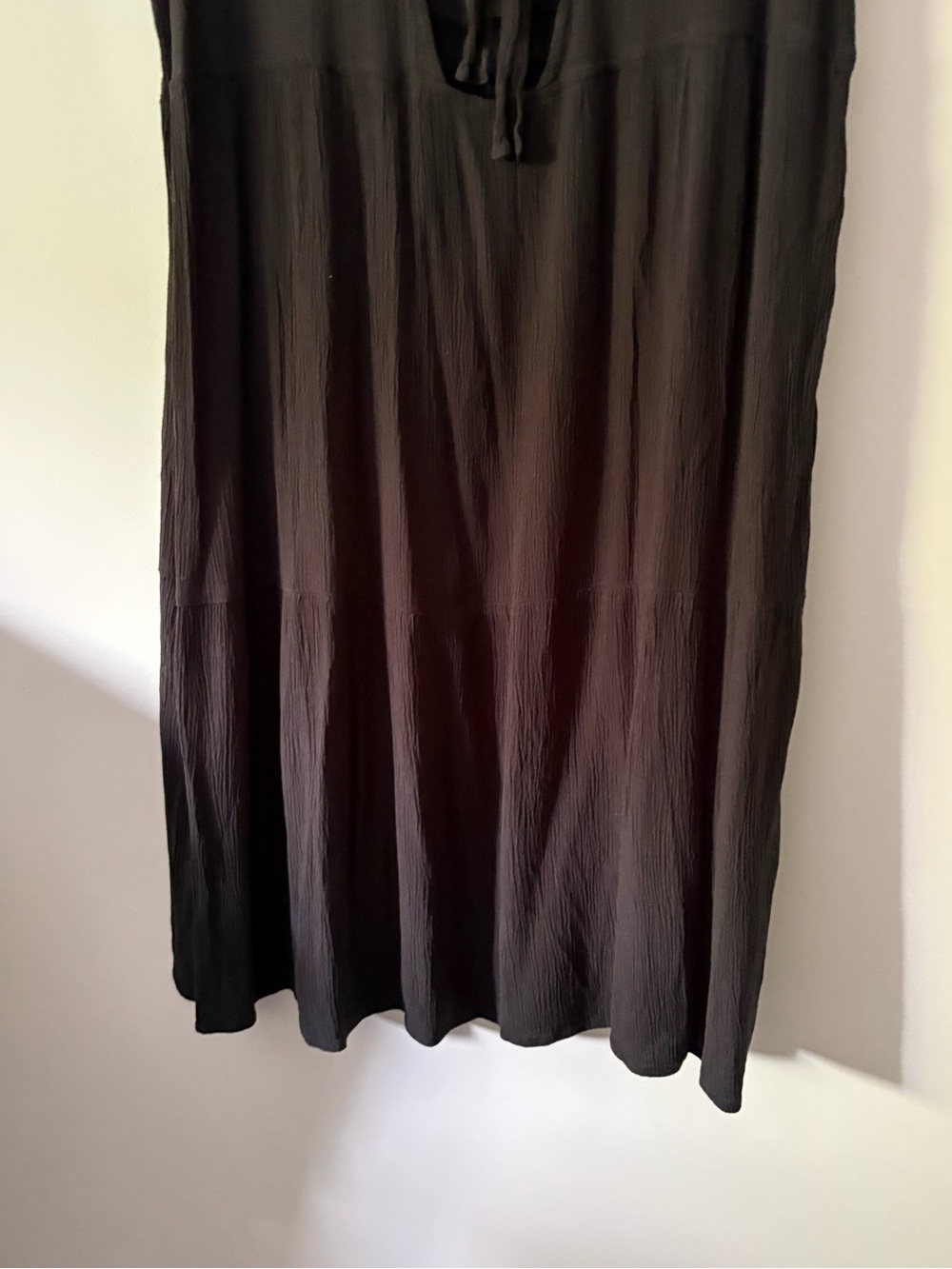 Women's Black Crinkle Gauze Sleeveless Scoop Neck Dress XL - Picture 5 of 6